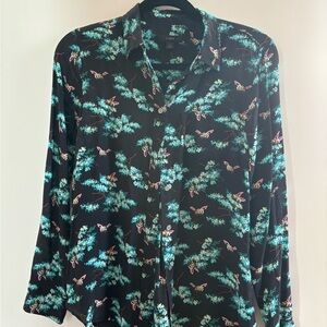 J. Crew Button Up with Floral Bee Patter